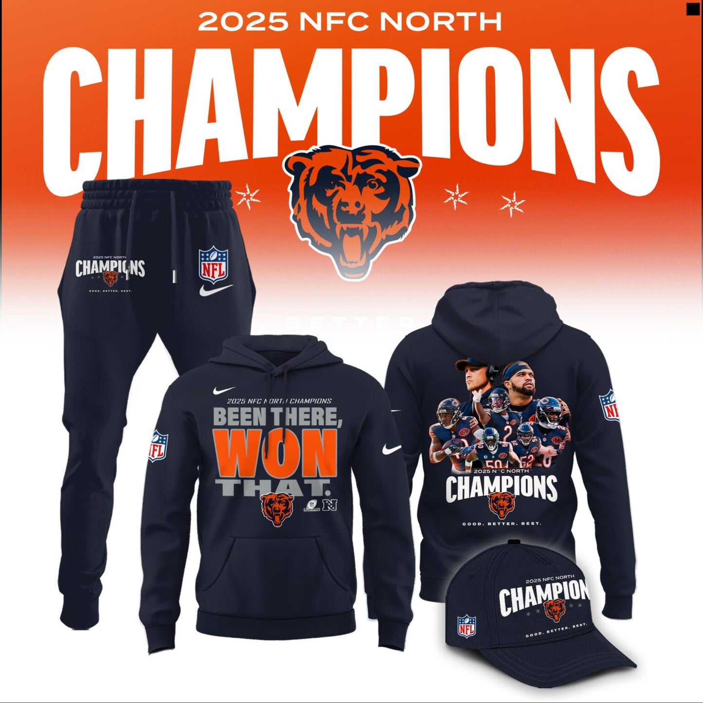 Kings of the North - Chicago Bears Champions NFC North Hoodie