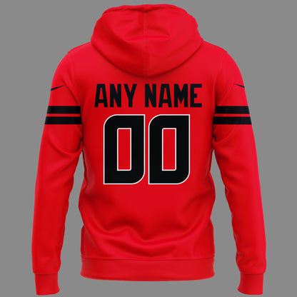 Houston Texans BATTLE RED Hoodie 2025 CUSTOM NAME AND NUMBER