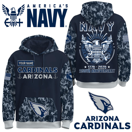 Arizona Cardinals x U.S Navy 250th Birthday Anniversary-3D Unisex Hoodie
