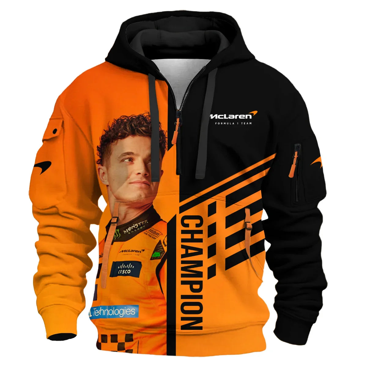 Champion From #4 to #1 Lando Norris McLaren F1 Team Hoodie Half Zip