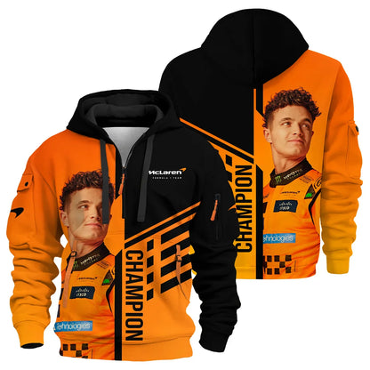 Champion From #4 to #1 Lando Norris McLaren F1 Team Hoodie Half Zip