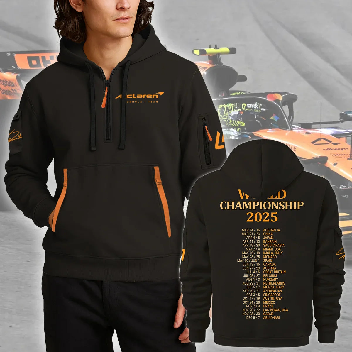 Champion From #4 to #1 Lando Norris McLaren F1 Team Hoodie Half Zip