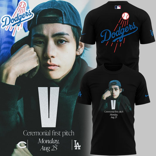 Exclusive BTS - Taehyung - V x Los Angeles Dodgers MLB Tshirt