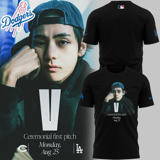 Exclusive BTS - Taehyung - V x Los Angeles Dodgers MLB Tshirt