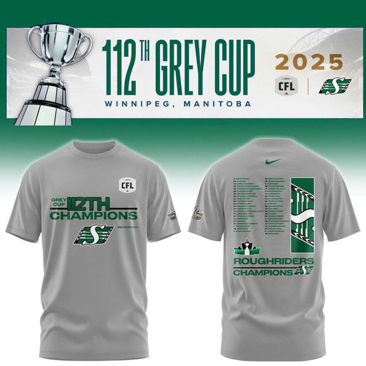 Limited Edition Roughriders 2025 Grey Cup Champions Shirt-AB1711257016