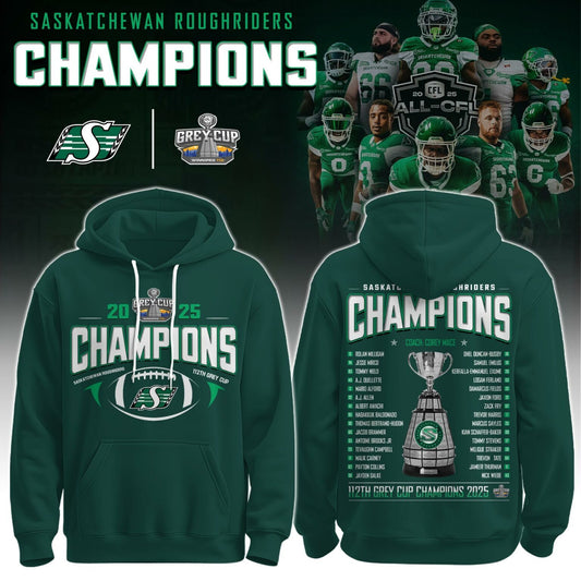 Limited Edition Roughriders 2025 Grey Cup Champions Hoodie-AB1711257022