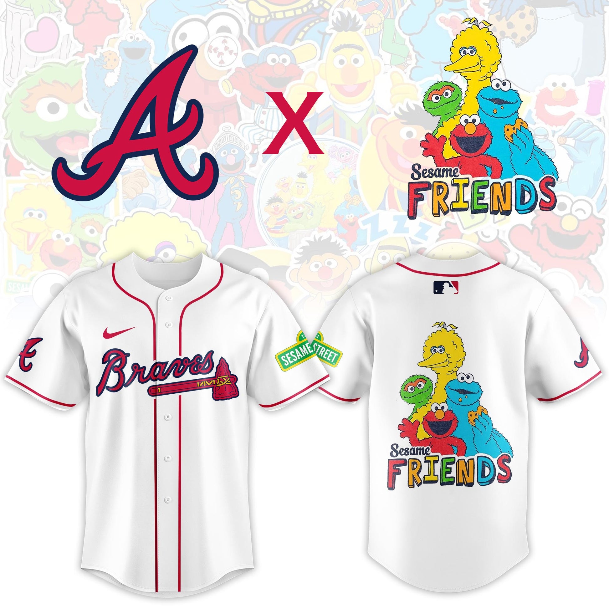 .Atlanta Braves 2025 Sesame Street Night Limited Jersey
