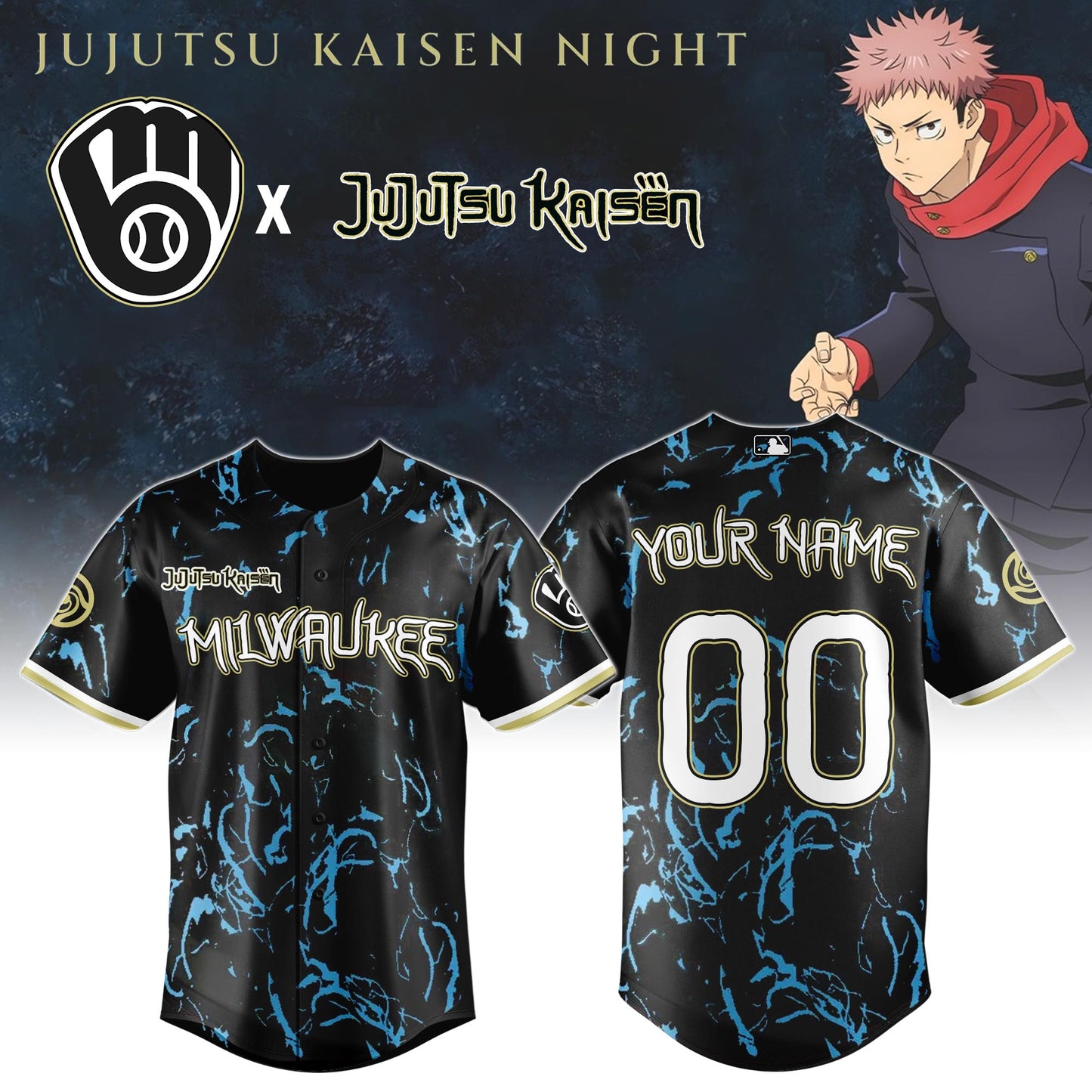Milwaukee Brewers MLB x Jujutsu Kaisen Night Jersey Limited Edition
