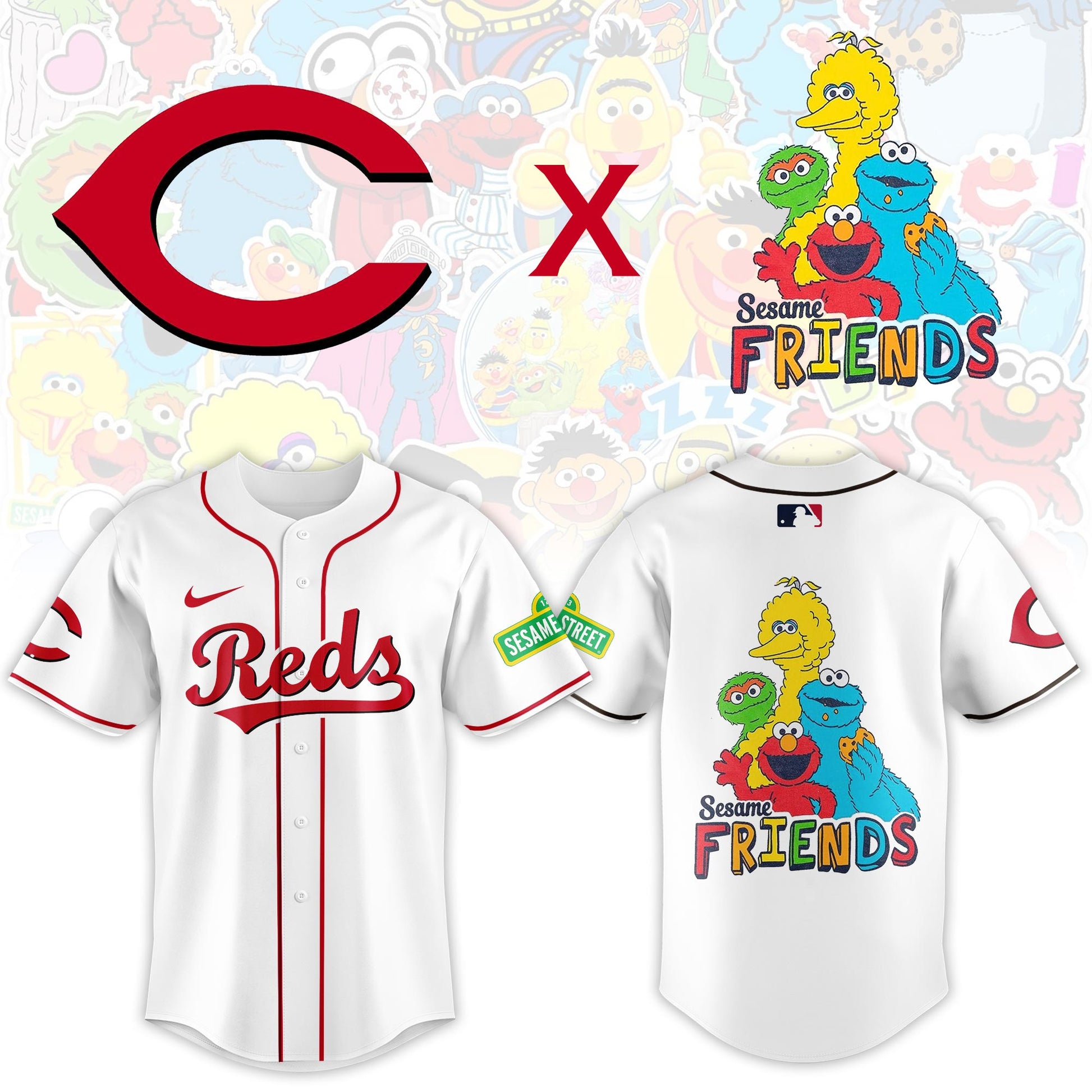 .Cincinnati Reds 2025 Sesame Street Night Limited Jersey