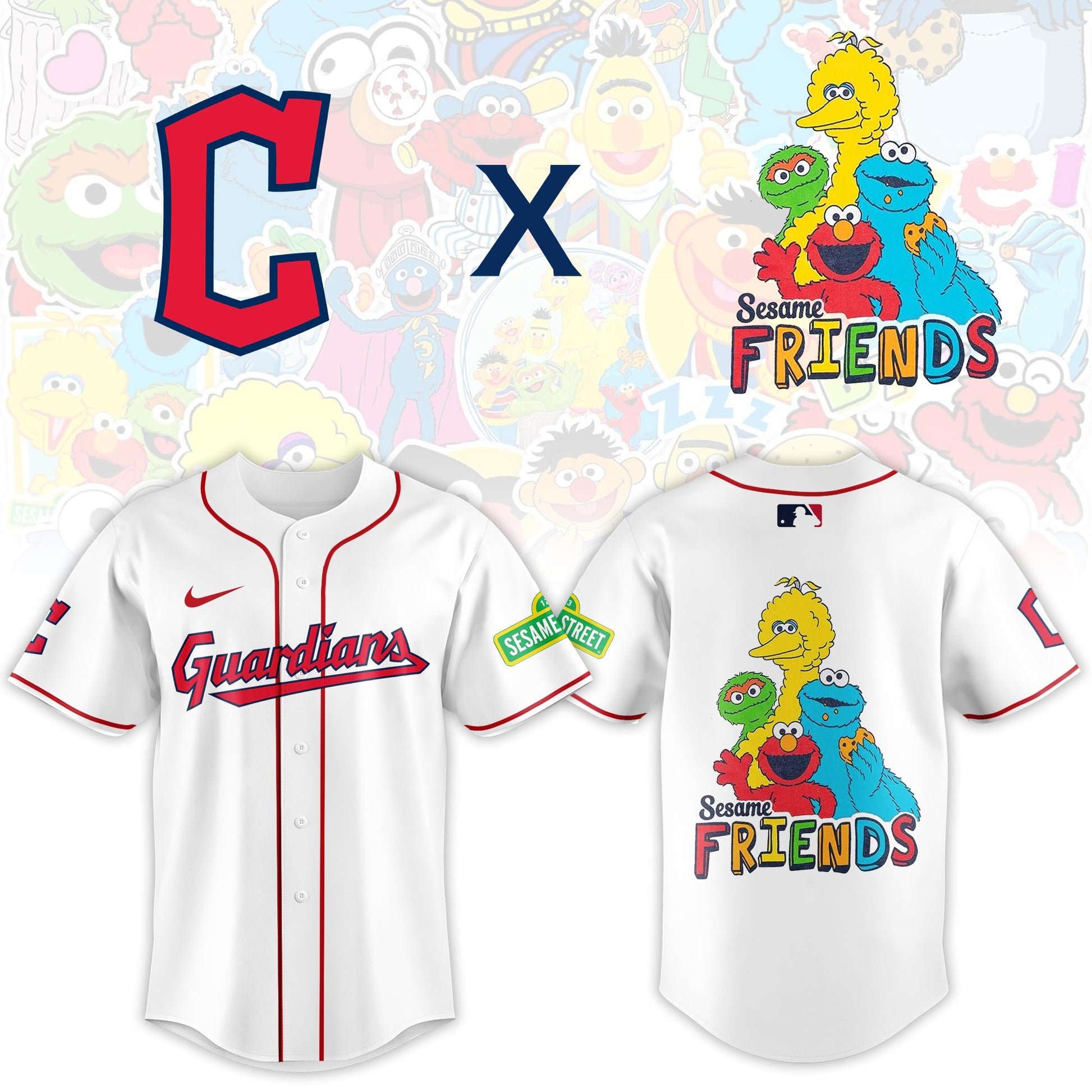 ..Cleveland Guardians 2025 Sesame Street Night Limited Jersey
