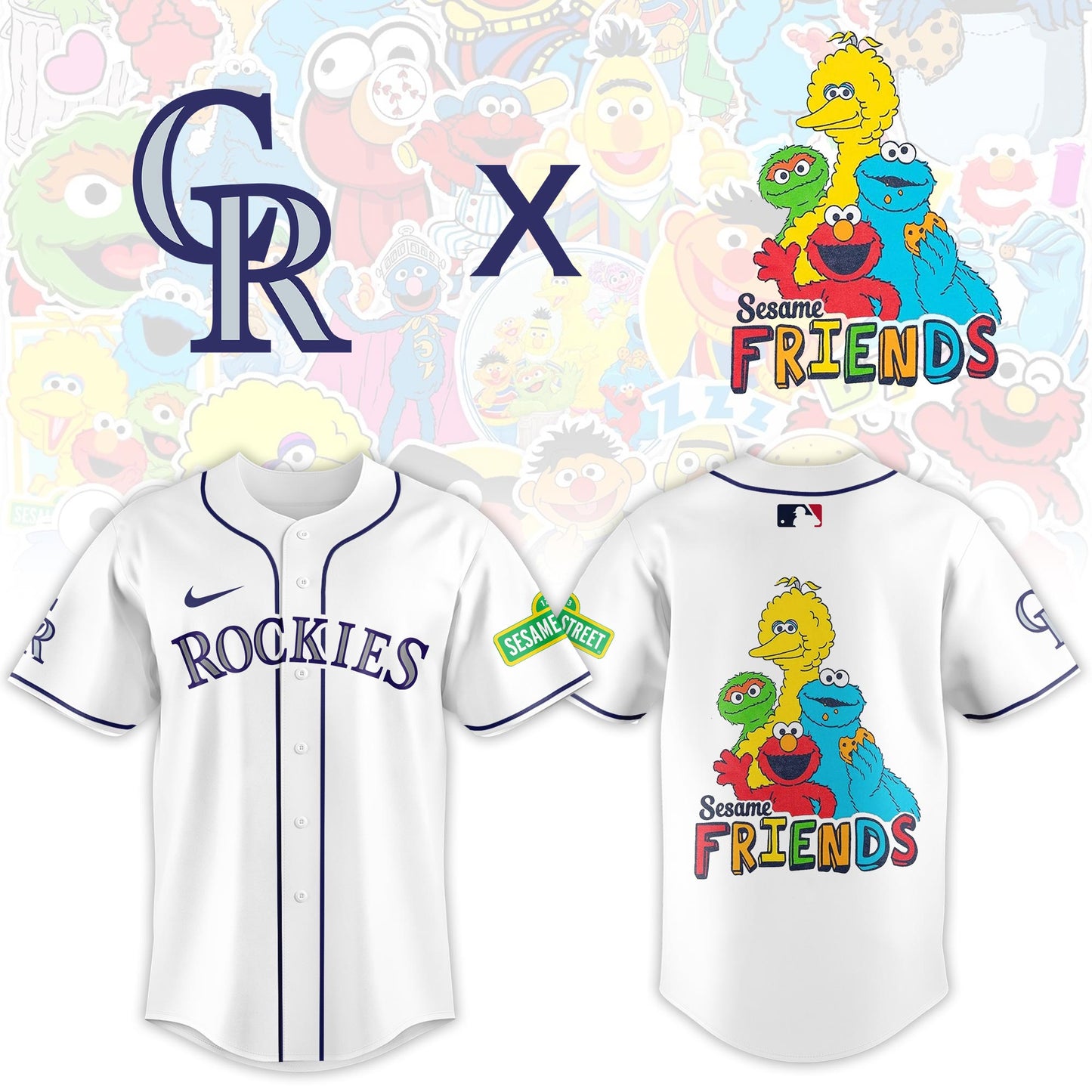.Colorado Rockies 2025 Sesame Street Night Limited Jersey