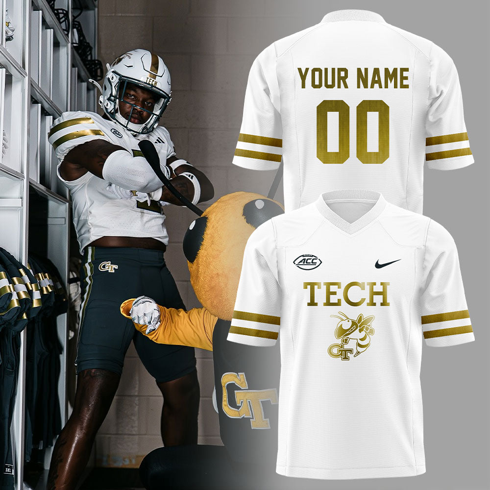 Georgia Tech Football. The look. The Flats. The Buzz Football Jersey Custom Name, Number For Fans