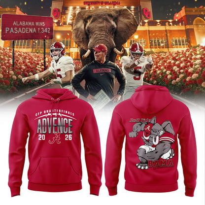 . Alabama WAY BACK TO ADVANCE Red Hoodie