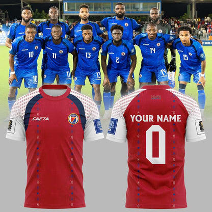 Haïtienne De Football 2026 World Cup Combo Red Shirt Custom Name, Number