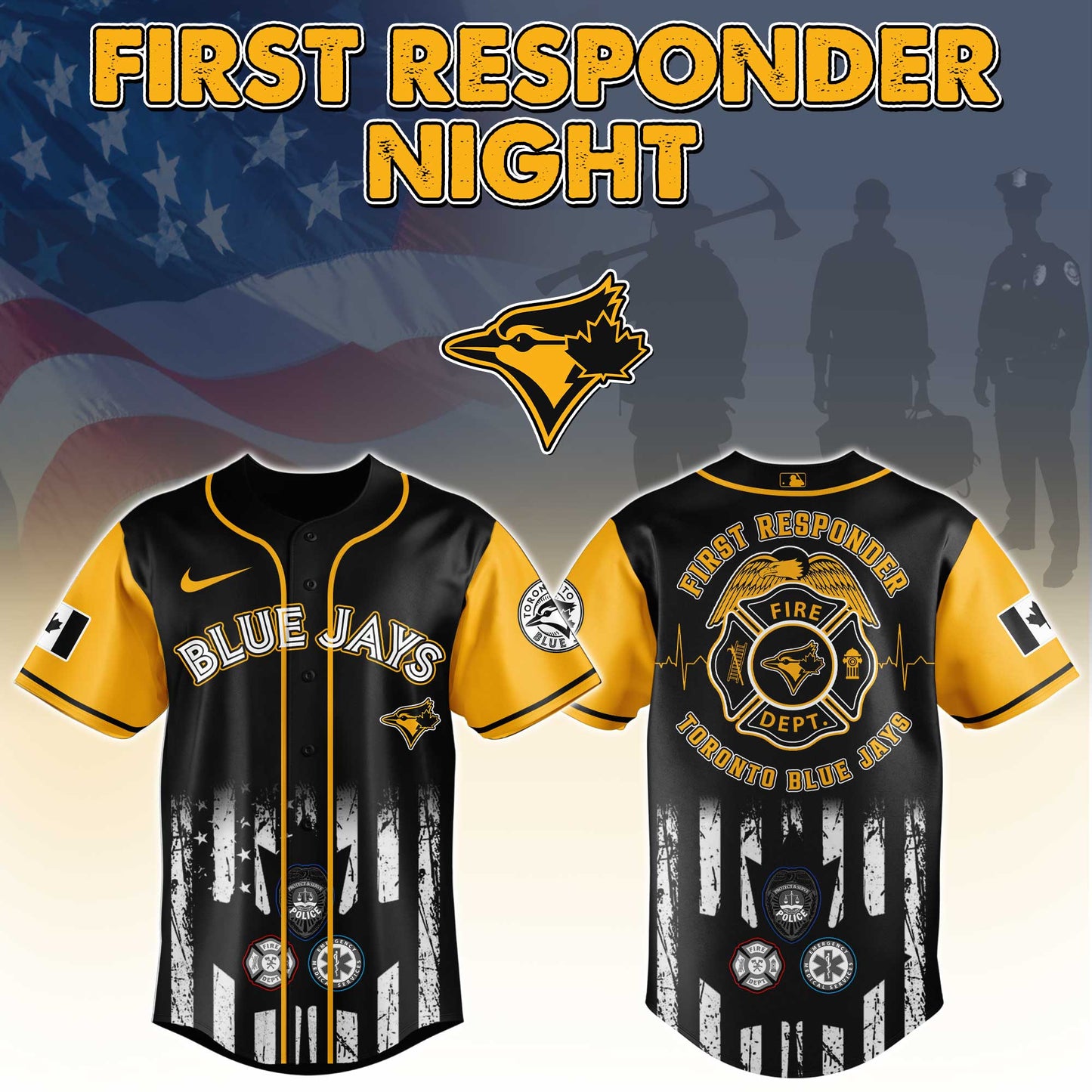 Toronto Blue Jays MLB x First Responders Night Jersey Limited Edition