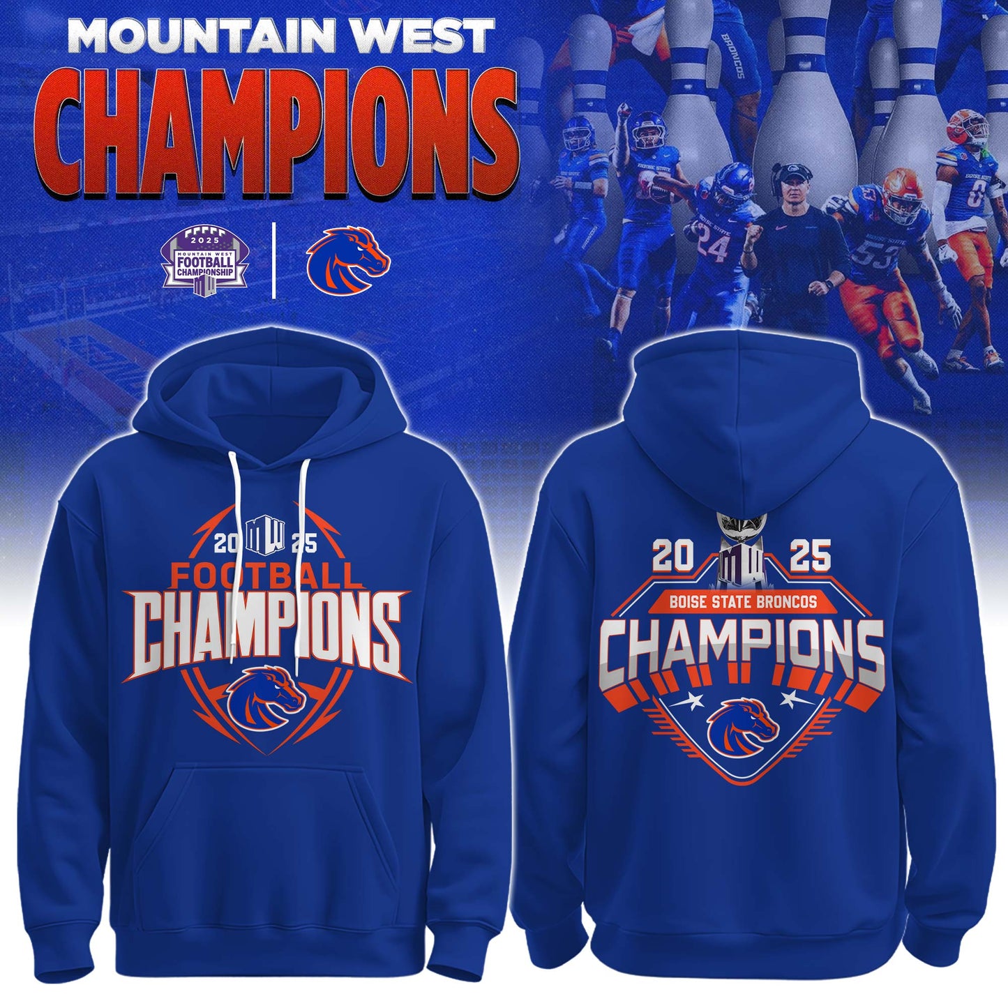 Boise State Broncos Champions Hoodie Ver 1