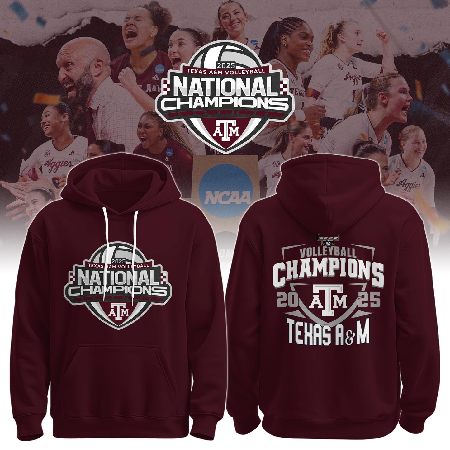 TAM 2025 Women’s Volleyball National Champions Hoodie Limited Edition