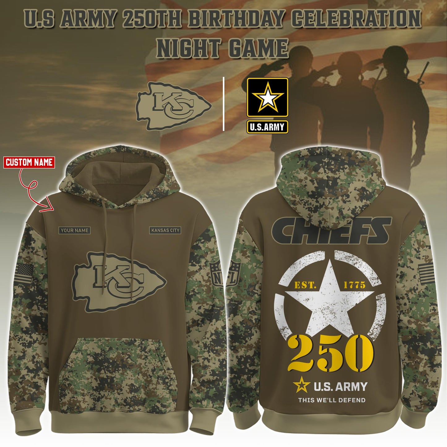 KC-Army 250th Birthday Hoodie Limited Edions