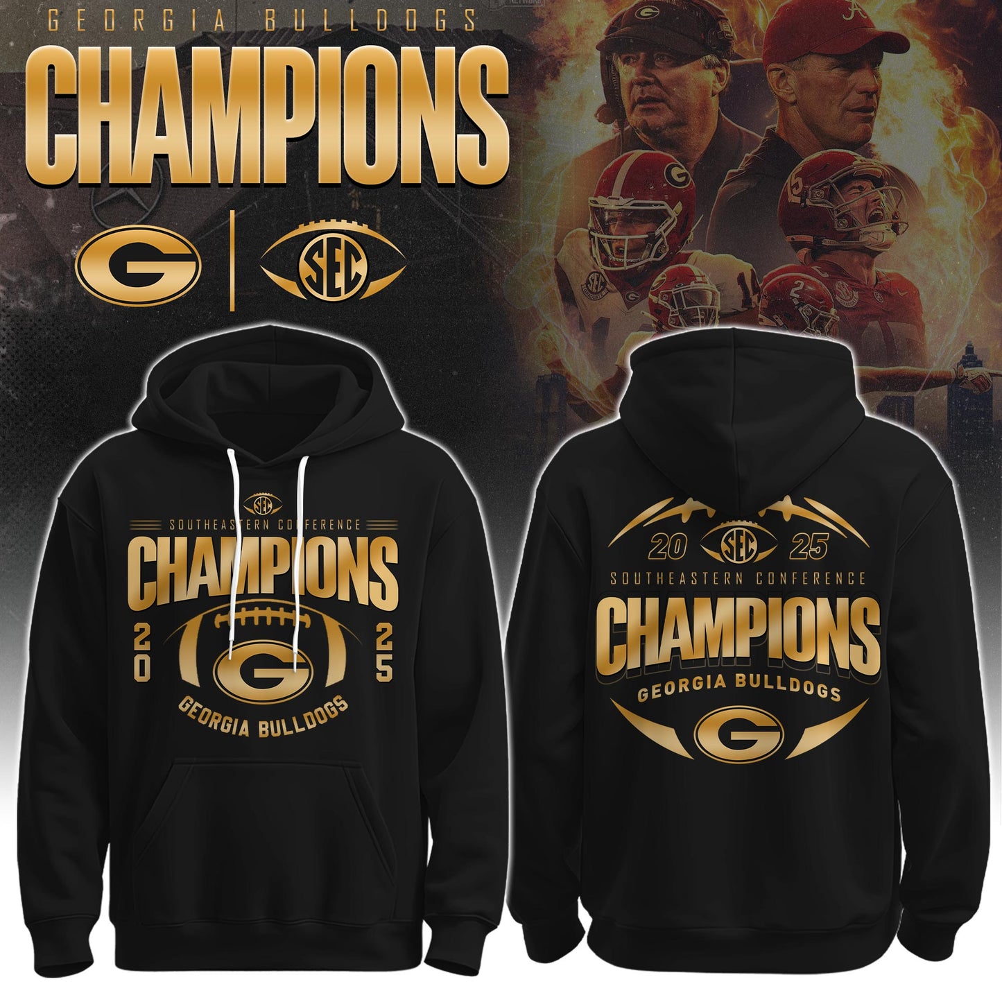 UGA 2025 SEC Football Conference Champions Hoodie Limited Edition 02