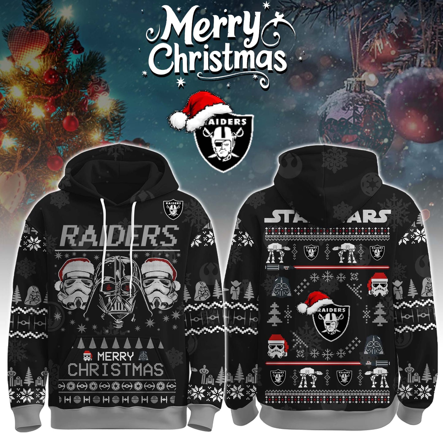 Unisex Raiders Merry Christmas The Force Edition Hoodie