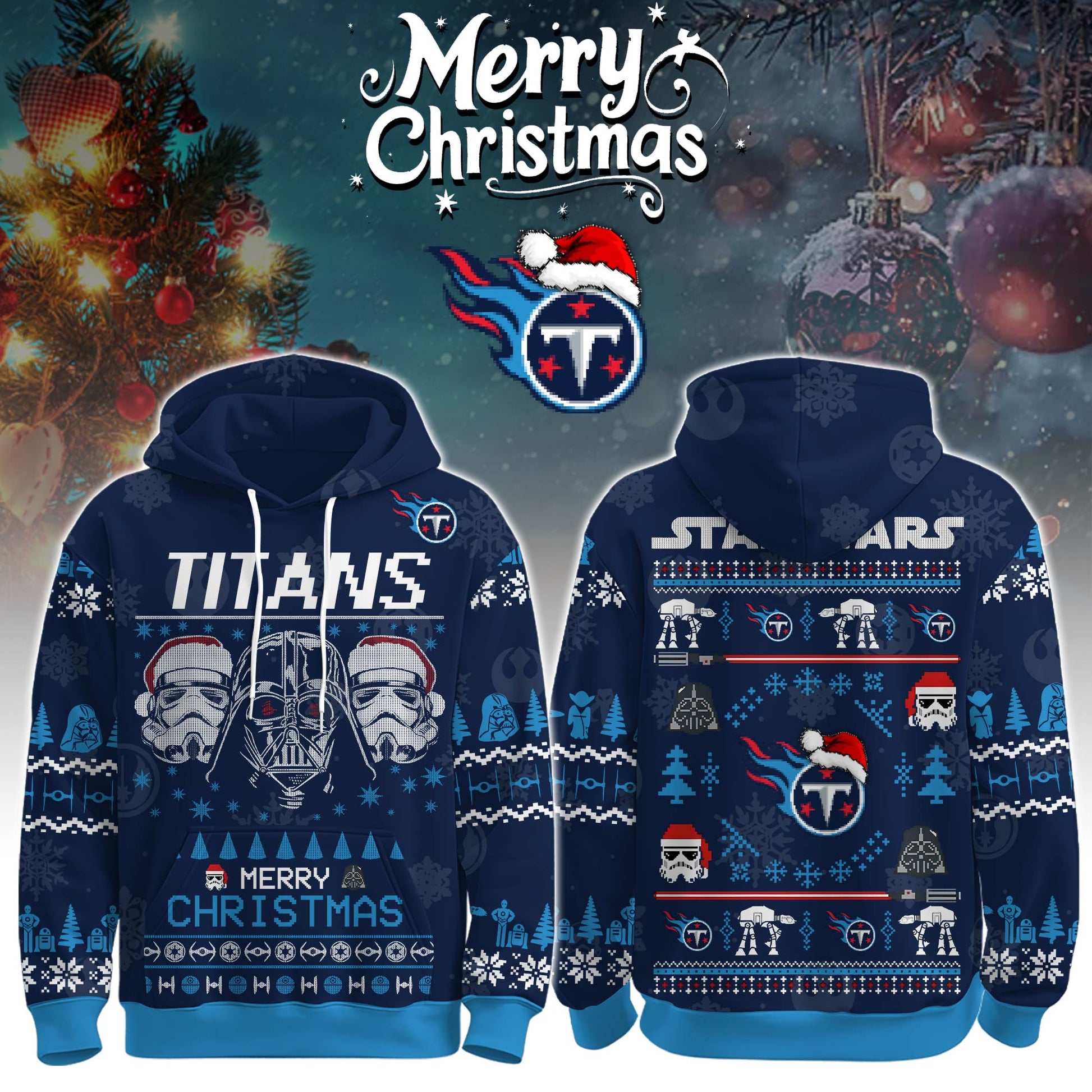 Unisex Titans Merry Christmas The Force Edition Hoodie
