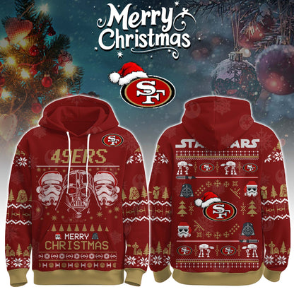 Unisex 49ers Merry Christmas The Force Edition Hoodie