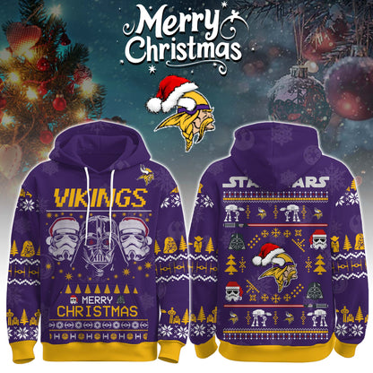 Unisex Vikings Merry Christmas The Force Edition Hoodie