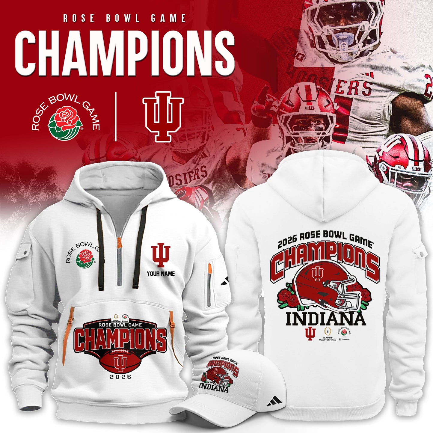 Indiana Hoosiers 2026 Rose Bowl Champions Limited New Hoodie v2
