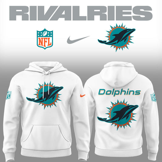 Limited Edition Dolphins Football Rivalries Teaser Logo White Hoodie