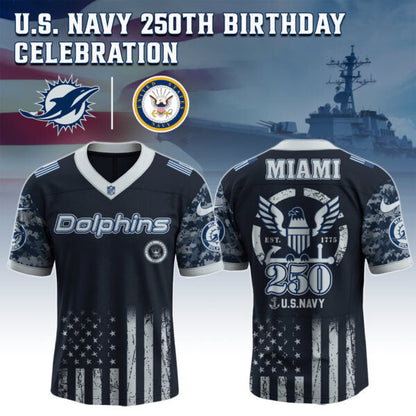 Miami Dolphins x U.S. NAVY 250TH Birthday Special Edition Jersey - Tycheco