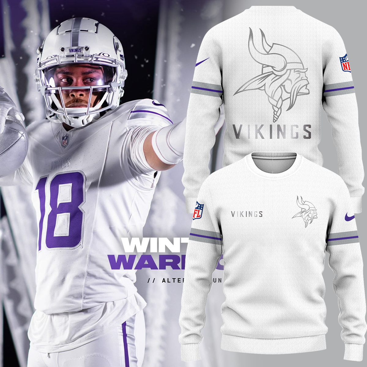Minnesota Vikings NFL 2024 Limited Edition “Winter Warrior” Nike “Winter Warrior” 2024 Sweater-PU14062402