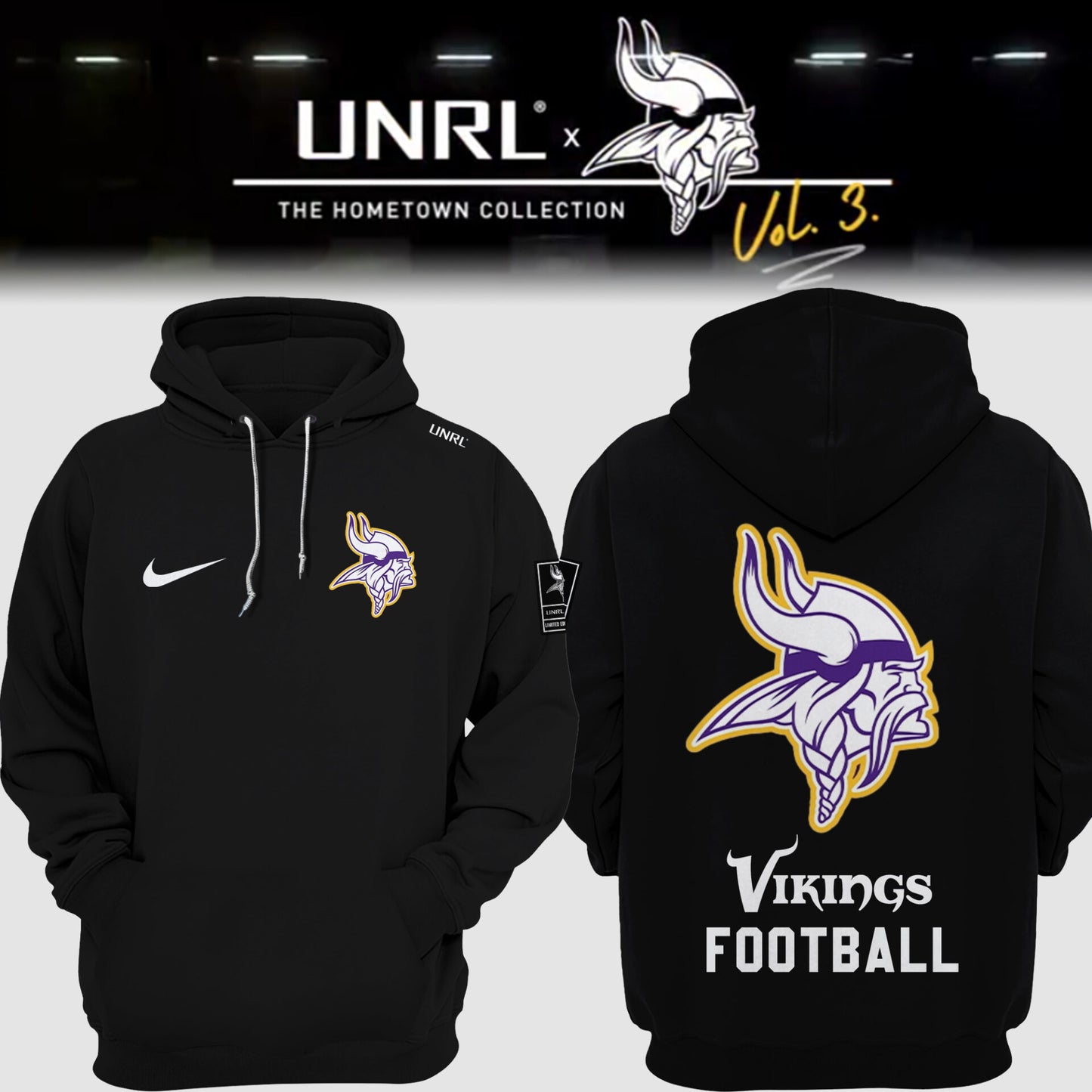 Minnesota Vikings NFL 2024 Limited Edition “Winter Warrior” Nike  UNRL Vol 3 Hoodie
