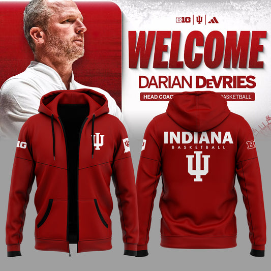 Limited Edition Coach Darian DeVries Indiana Men's Basketball Zip Hoodie-ND03222522