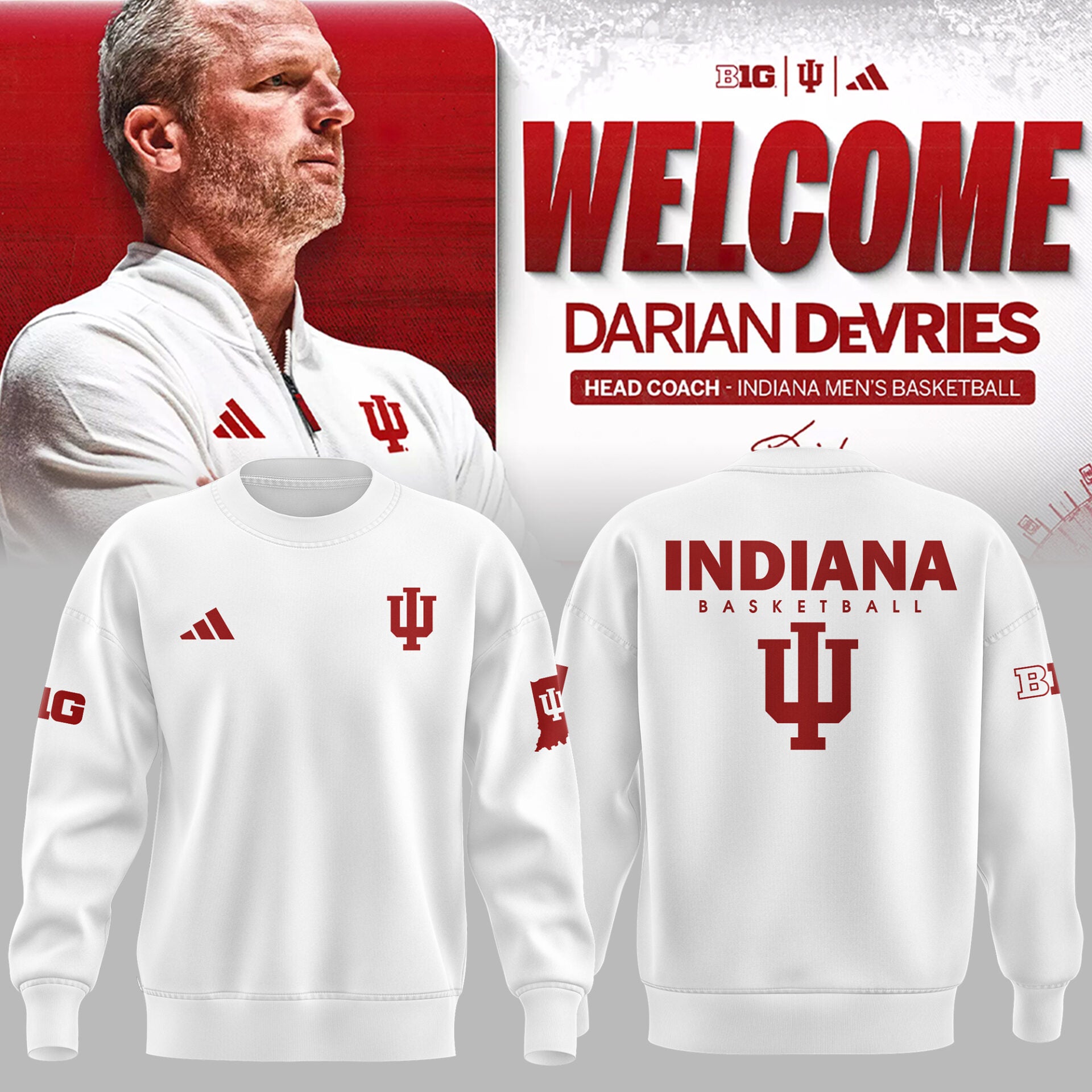Limited Edition Coach Darian DeVries Indiana Men's Basketball Sweatshirt-ND03222525
