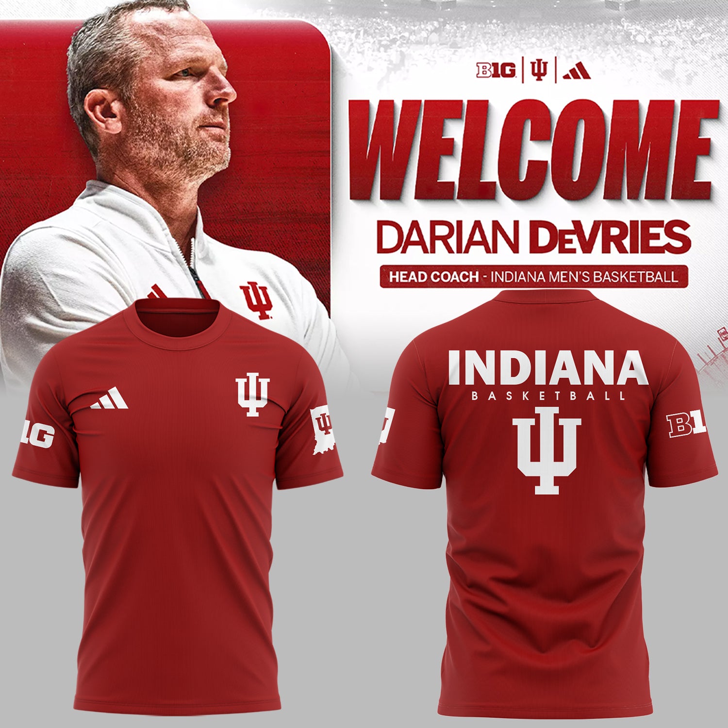 Limited Edition Coach Darian DeVries Indiana Men's Basketball TShirt-ND03222527