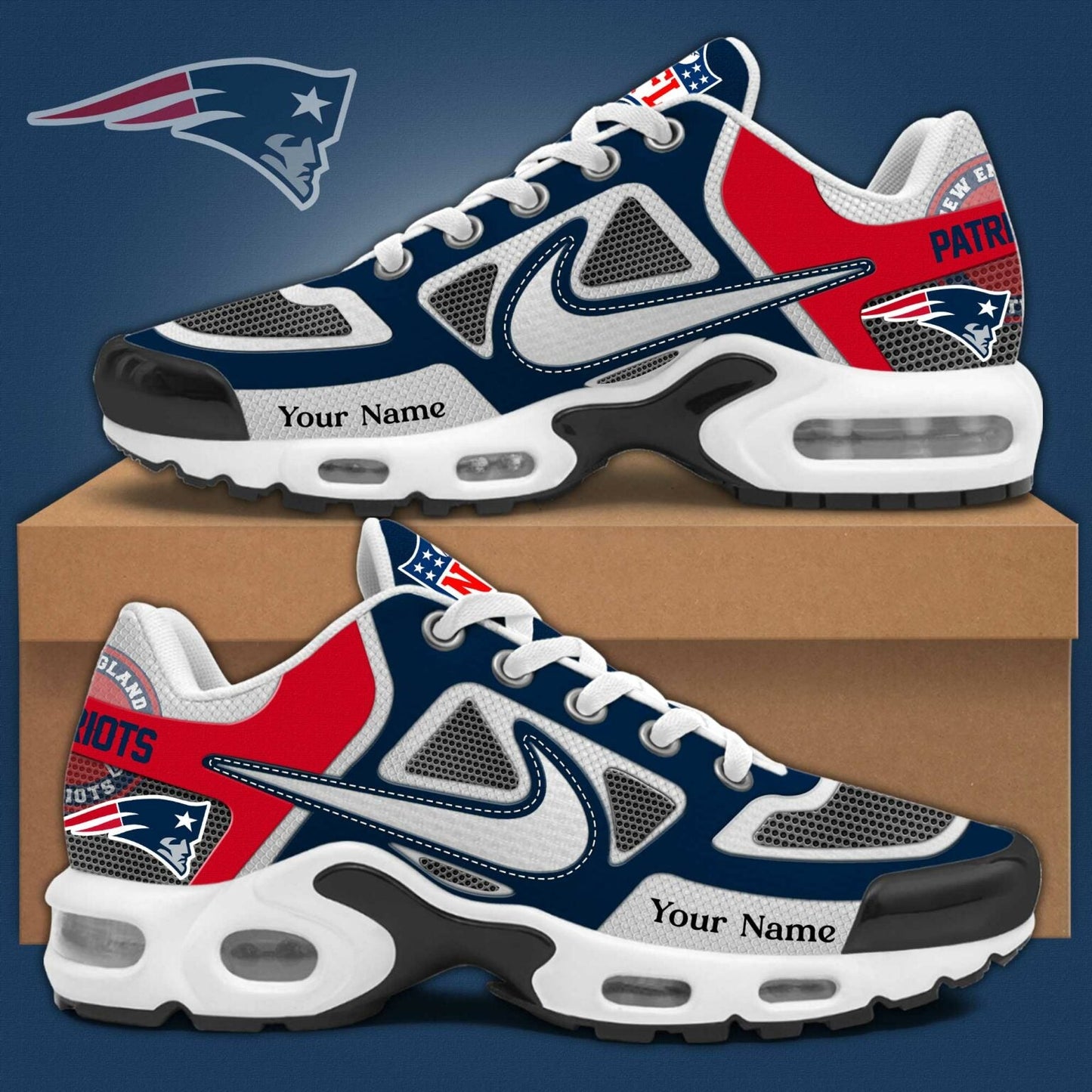 New England Patriots Personalized Air Max Plus Sneakers