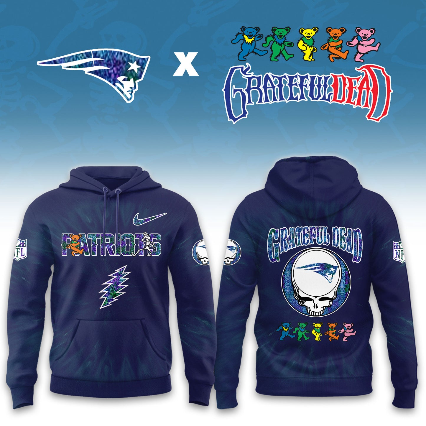 _New England Patriots Grateful Dead Limited Hoodie