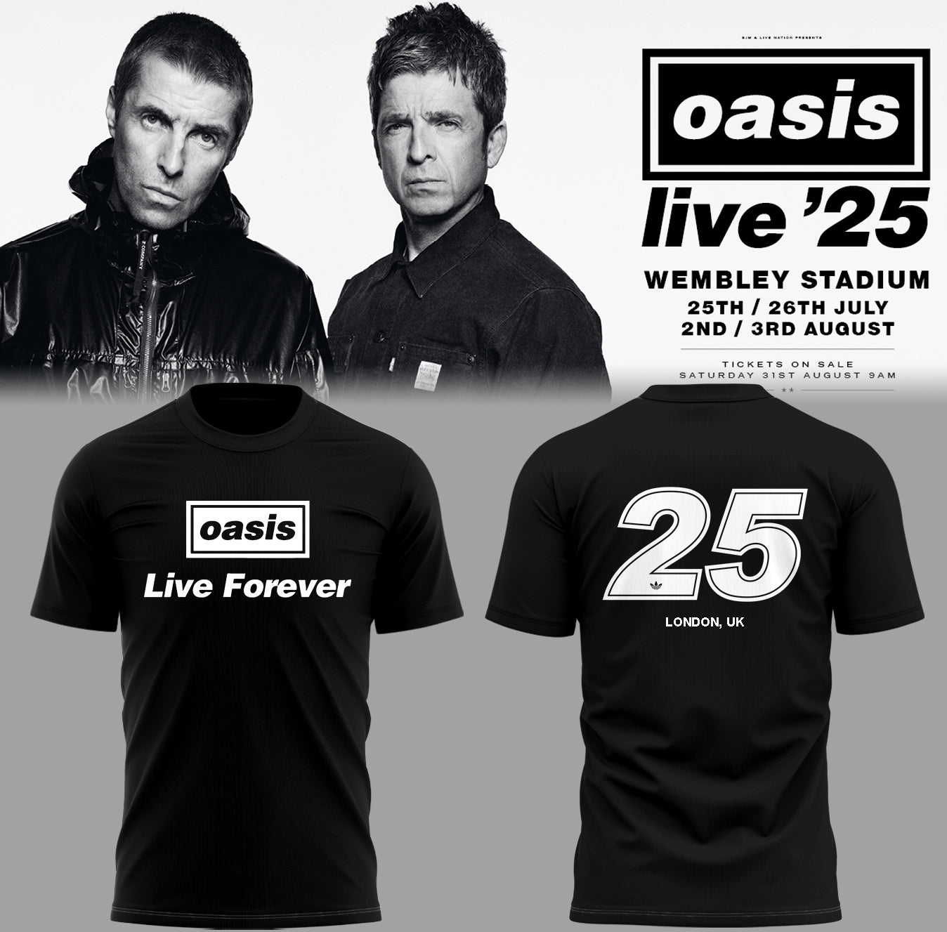 Limited Oasis live 25 At London Edition T-Shirt