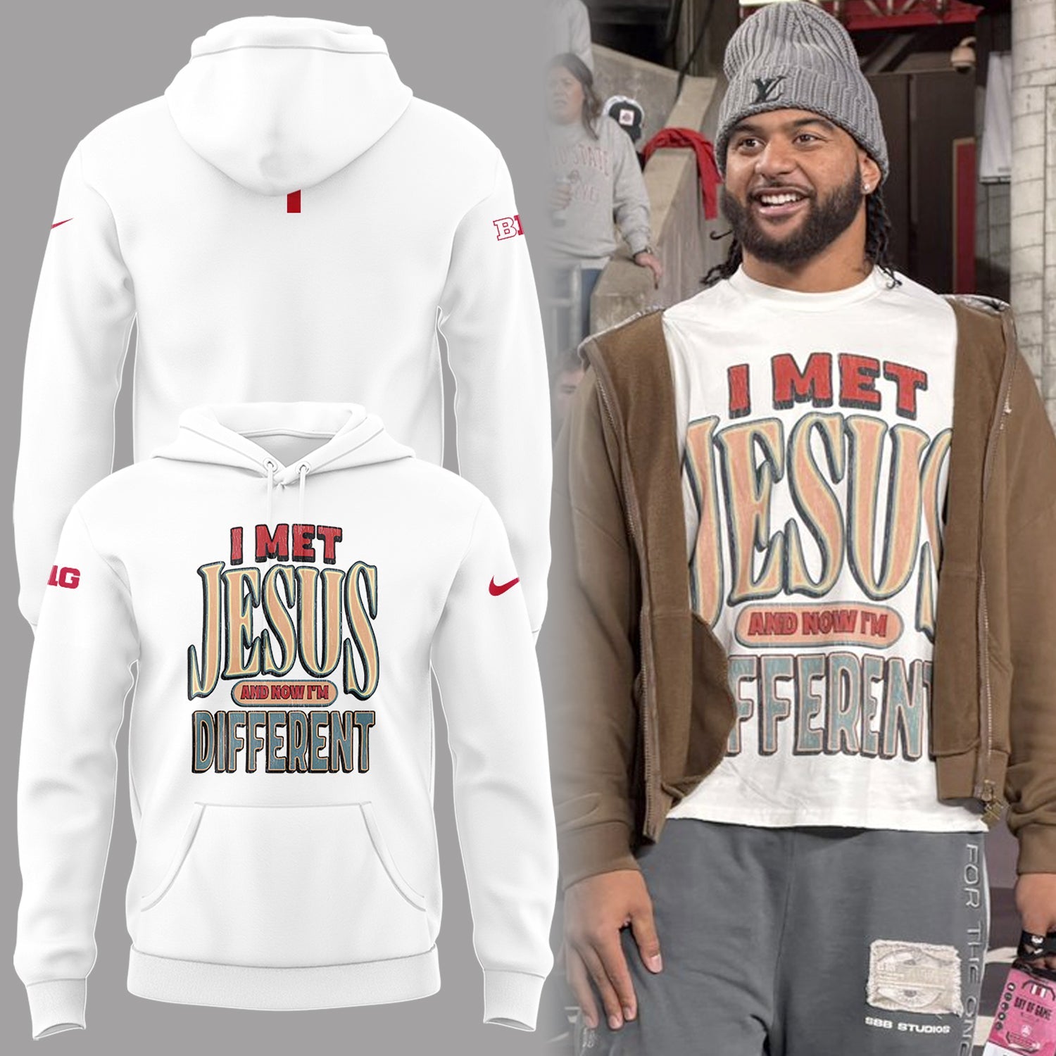 Back at Ohio State, J.T. Tuimoloau makes a statement in the ‘I MET JESUS AND NOW I’M DIFFERENT’ Hoodie