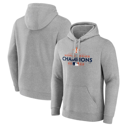 Astros Fanatics Heather Gray 2022 World Series Champions Logo Pullover Sweatshirt-PU08162414
