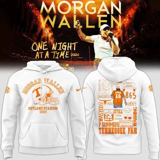 Tennessee Volunteers NCAA 2024 Nike Limited Tennessee x Morgan Wallen White Hoodie-PU092324366