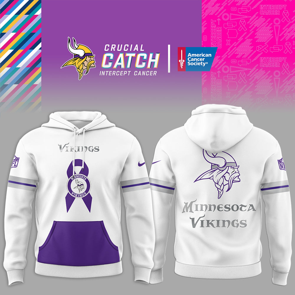Minnesota Vikings NFL Nike Limited Intercept Cancer 2024 White Hoodie-PU101524370