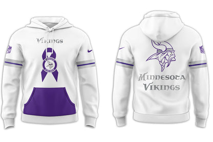 Minnesota Vikings NFL Nike Limited Intercept Cancer 2024 White Hoodie-PU101524370