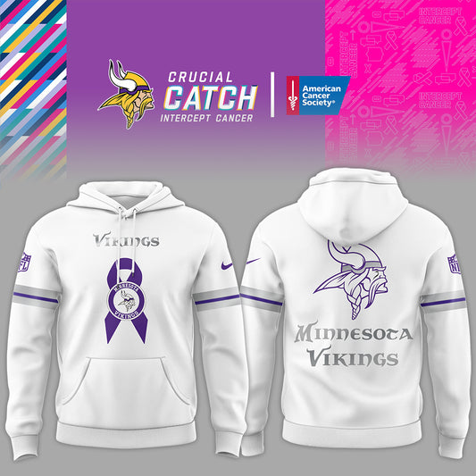 Minnesota Vikings NFL Nike Limited Intercept Cancer 2024 White Hoodie-PU101524371