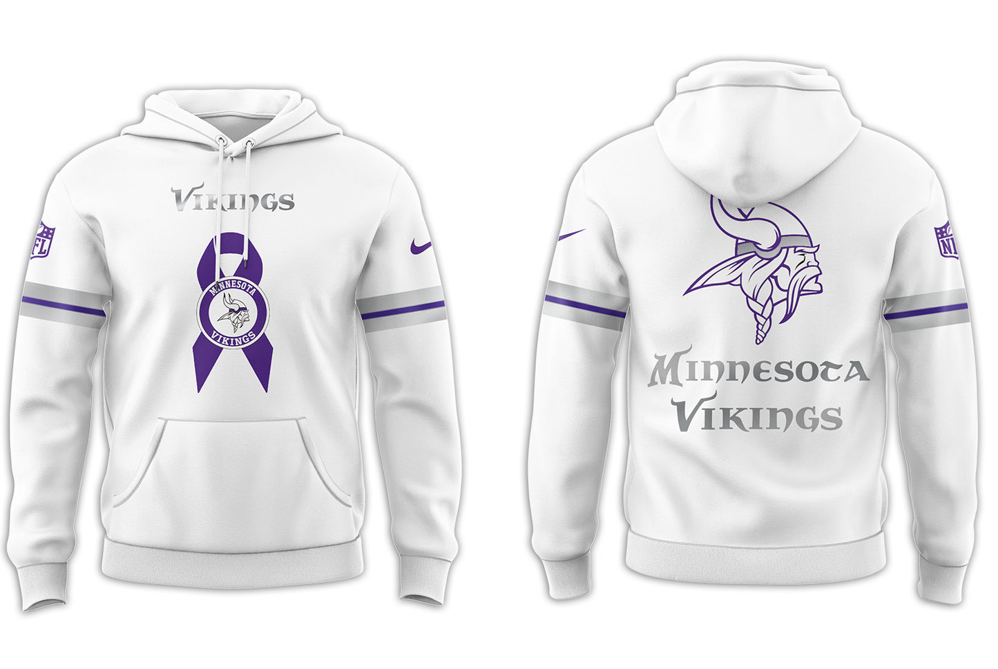 Minnesota Vikings NFL Nike Limited Intercept Cancer 2024 White Hoodie-PU101524371