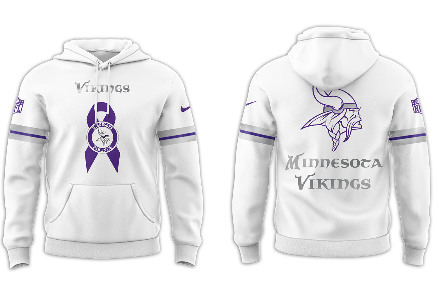 Minnesota Vikings NFL Nike Limited Intercept Cancer 2024 White Hoodie-PU101524371