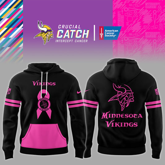 Minnesota Vikings NFL Nike Limited Intercept Cancer 2024 Black Hoodie-PU101524372