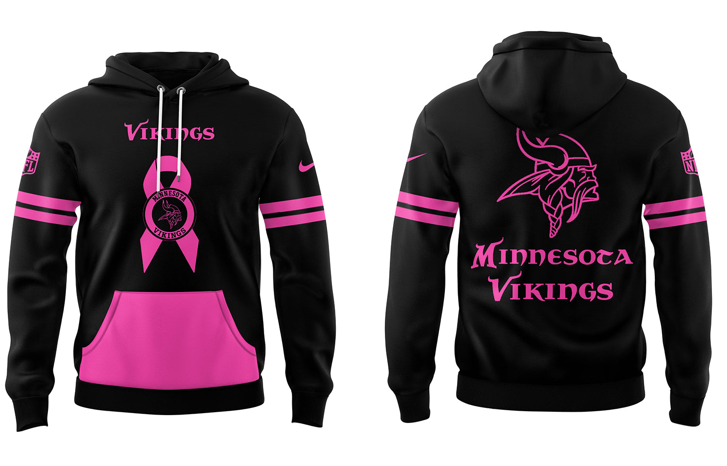 Minnesota Vikings NFL Nike Limited Intercept Cancer 2024 Black Hoodie-PU101524372
