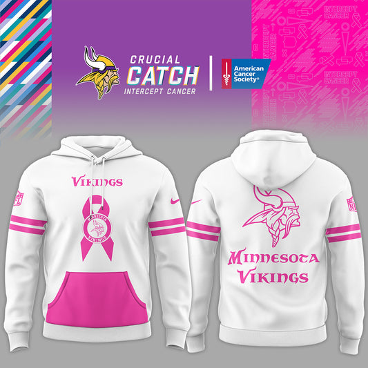 Minnesota Vikings NFL Nike Limited Intercept Cancer 2024 White Hoodie-PU101524373