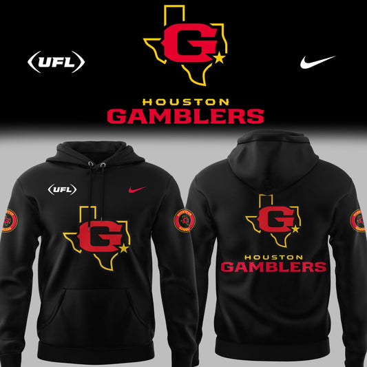 Limited Edition Houston Gamblers Football Black Hoodie